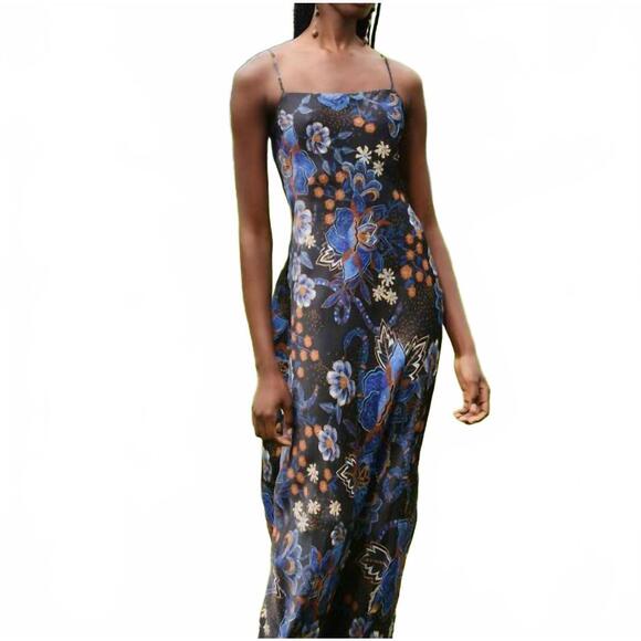 NEW FARM RIO snakes bouquet slip maxi dress in black - Picture 4 of 5